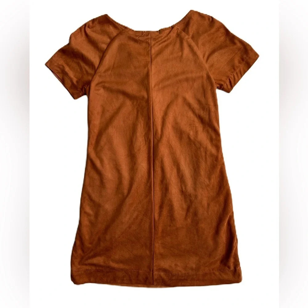 Patrons of Peace Brown Faux Suede‎ Short Sleeve Mini Dress XS Boho Festival - Picture 4 of 9